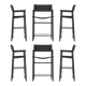 Batch of 6 Contemporary Bar Stools with Black Leather Backrest
