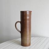 Large, handcrafted, speckled stoneware pitcher