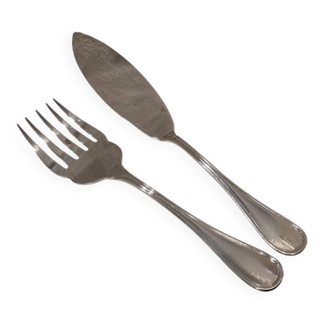 Fish serving set, 2 pieces, silver-plated metal, Christofle Albi silversmith