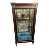Louis XVI style display cabinet, in mahogany and mahogany veneer, with a red marble top with gallery