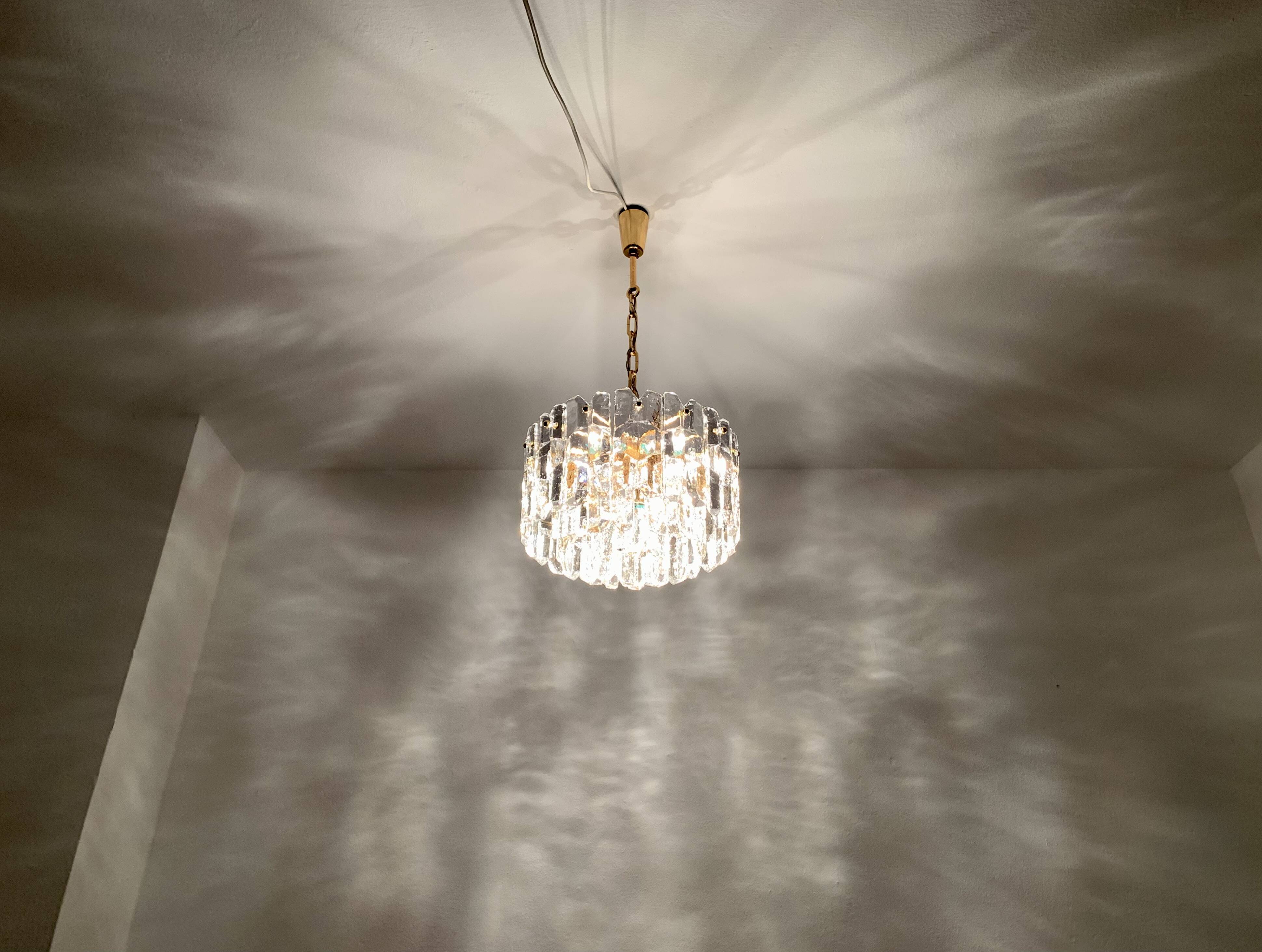 Austrian Palazzo Ice Glass Chandelier by J.T. Kalmar