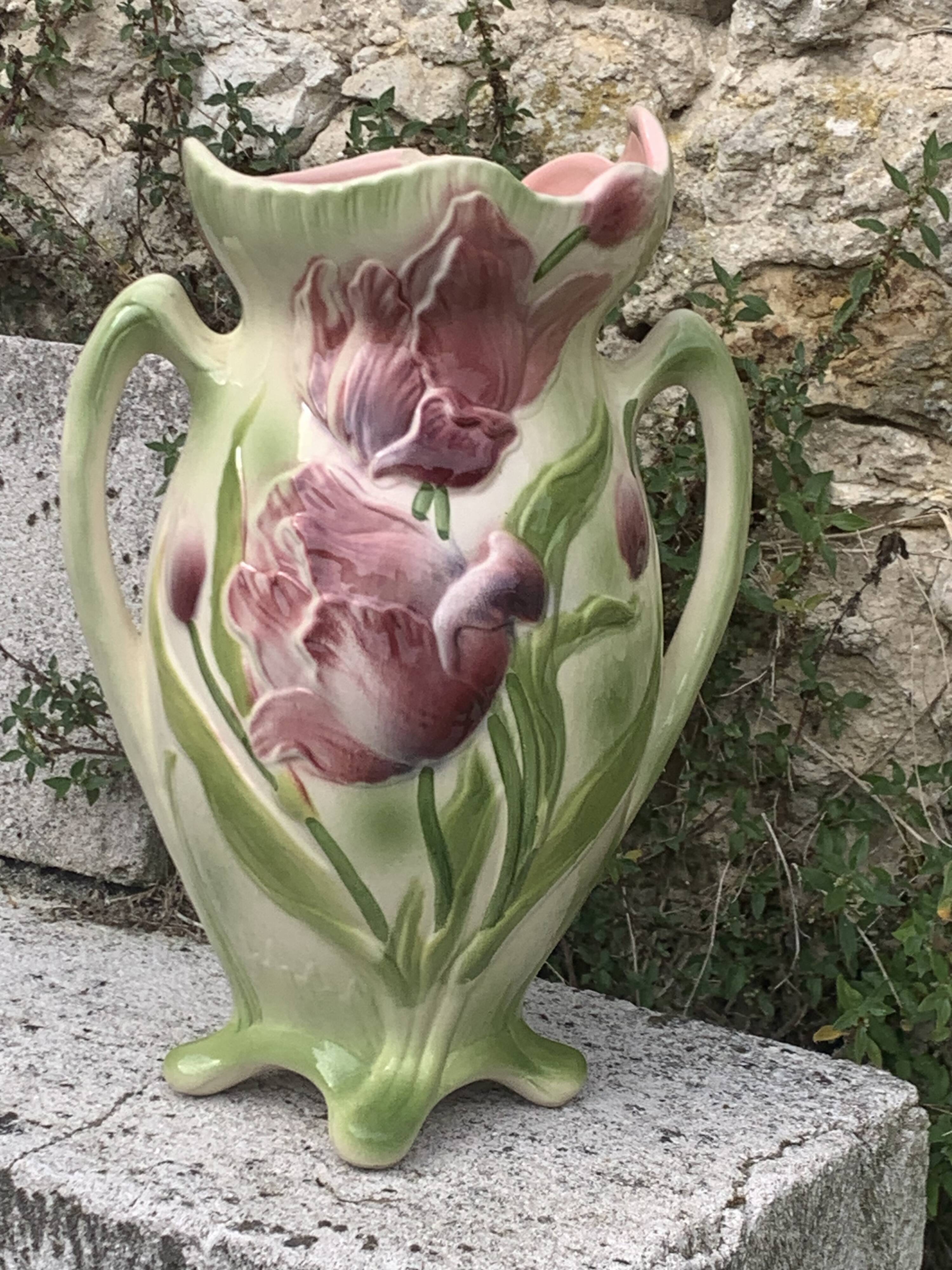 Large slip vase, glazed ceramic, Saint-Clément, France,