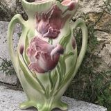Large slip vase, glazed ceramic, Saint-Clément, France,