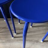 Blue Klein metal stool