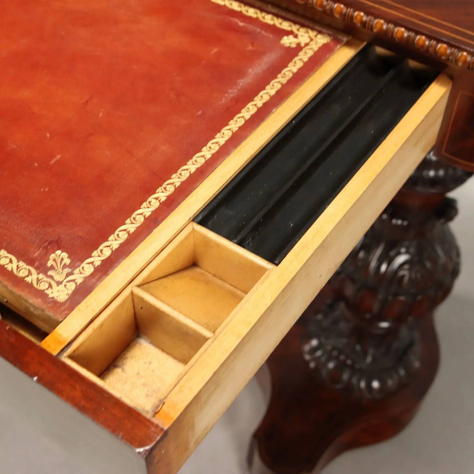 Antique Charles X bedside table in maple and mahogany, France, 19th century.