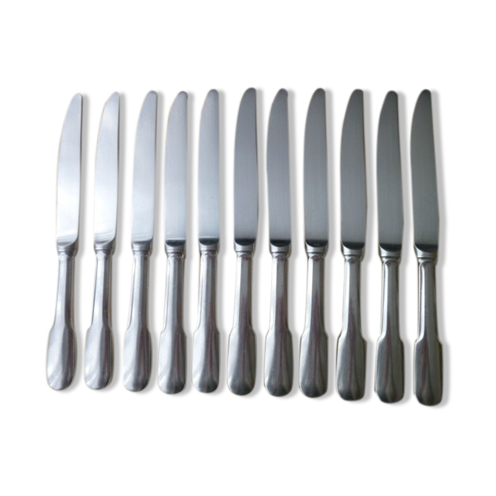 Set de 12 couteaux de table acier inoxydable monobloc | Selency