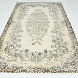 6x9 Light Green & Beige Turkish Vintage Rug, 173x267Cm