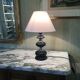 Black wooden lamp chrome braces