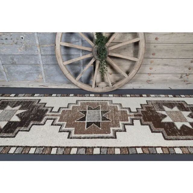 Tapis couloir en laine Oushak turc vintage des années 1970, 97x323.