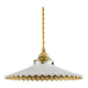 Pendant light in antique glass painted in white and gold - new socket and cable