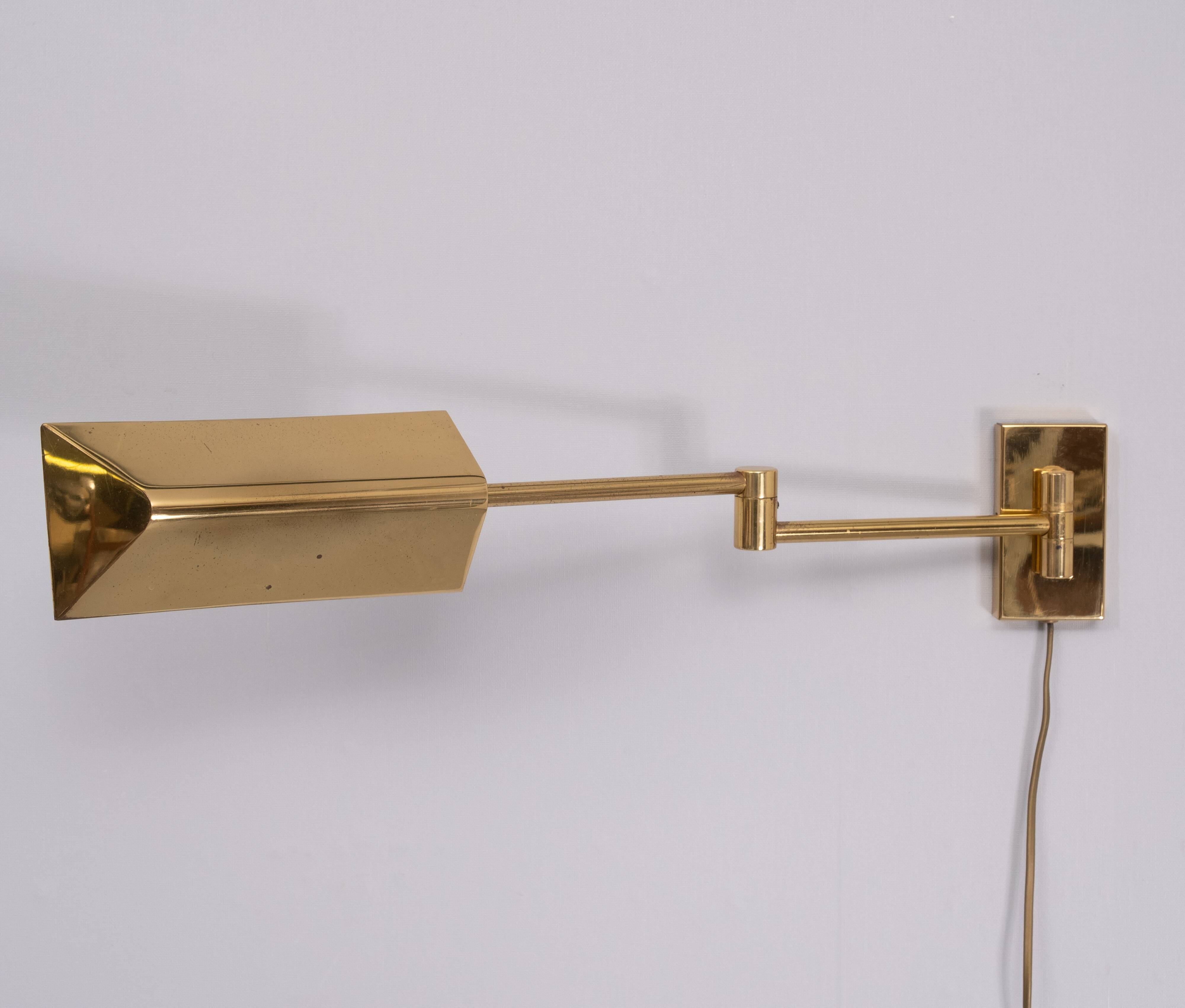 Brass swing arm Wall lamp Germany 1970s