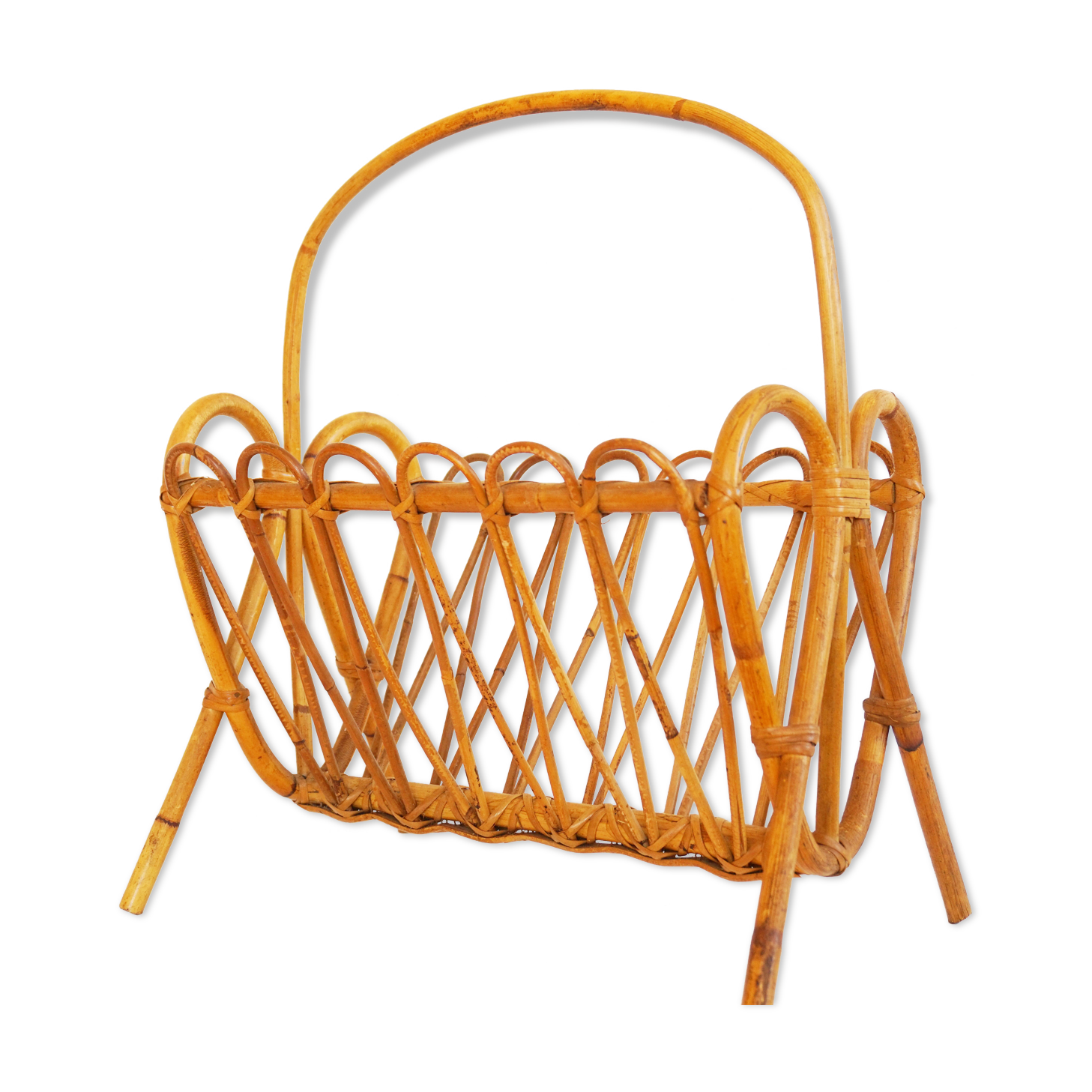 Magazine rack vintage rattan