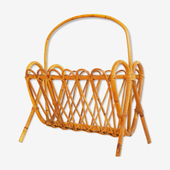 Magazine rack vintage rattan