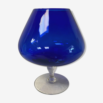 Vase en verre bleu années 50