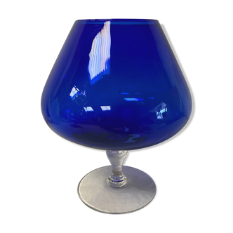 Vase en verre bleu années 50