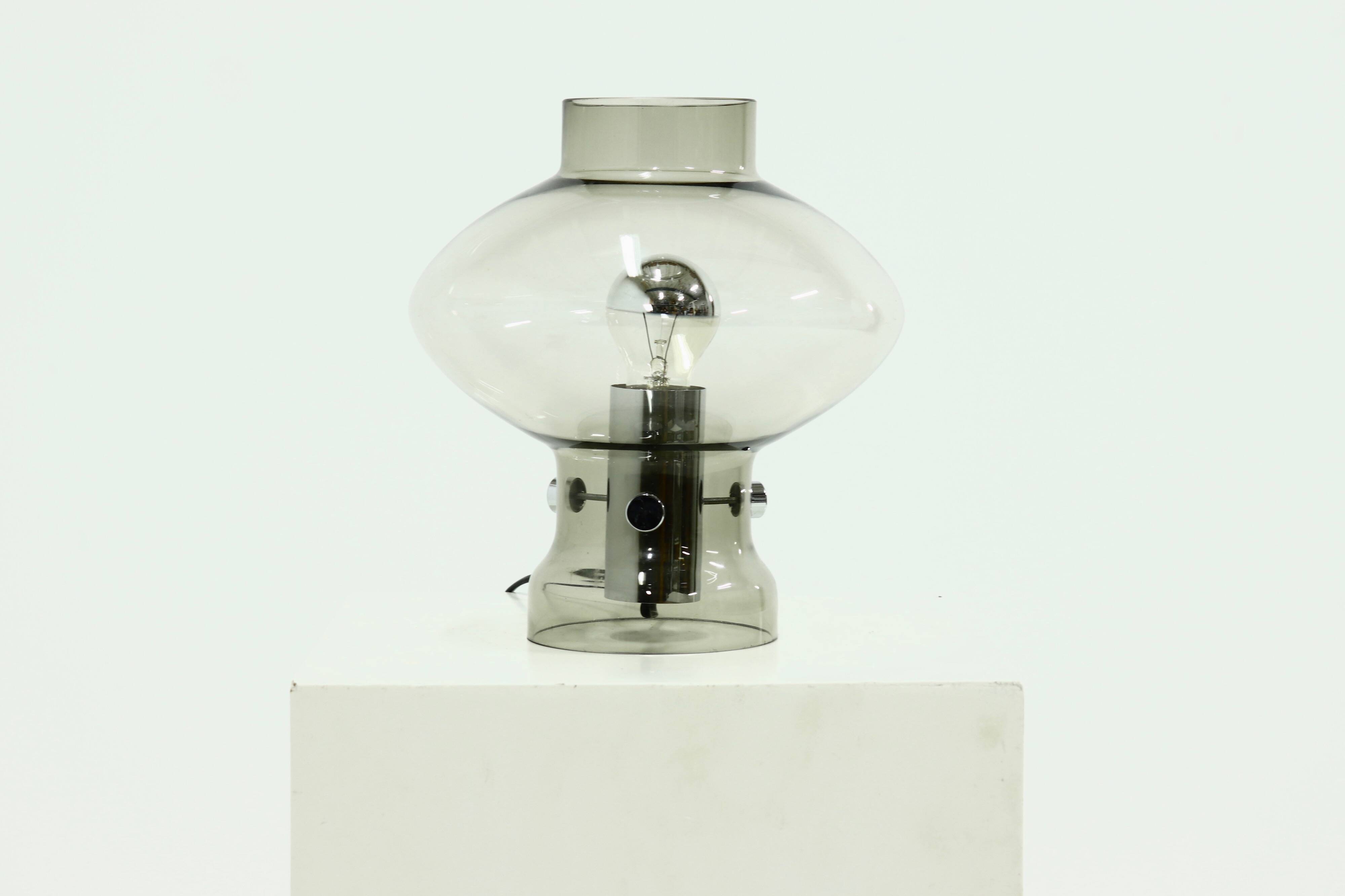Smoked Glass Table Lamp by Friedrich Nettelhoff for Nettelhoff Leuchten, 19