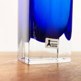 Swedish glass block vase from the mid-century by Aseda Sweden, 1960s.