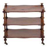 Etagere/shelf with 3 shelves - mahogany - turned columns - wheels - 19th century