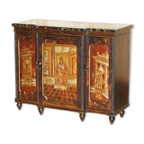 Regency 1810 library buffet in simulated hardwood with Chinese decoration.
