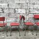 Series of 4 chairs in red formica and chrome 1950