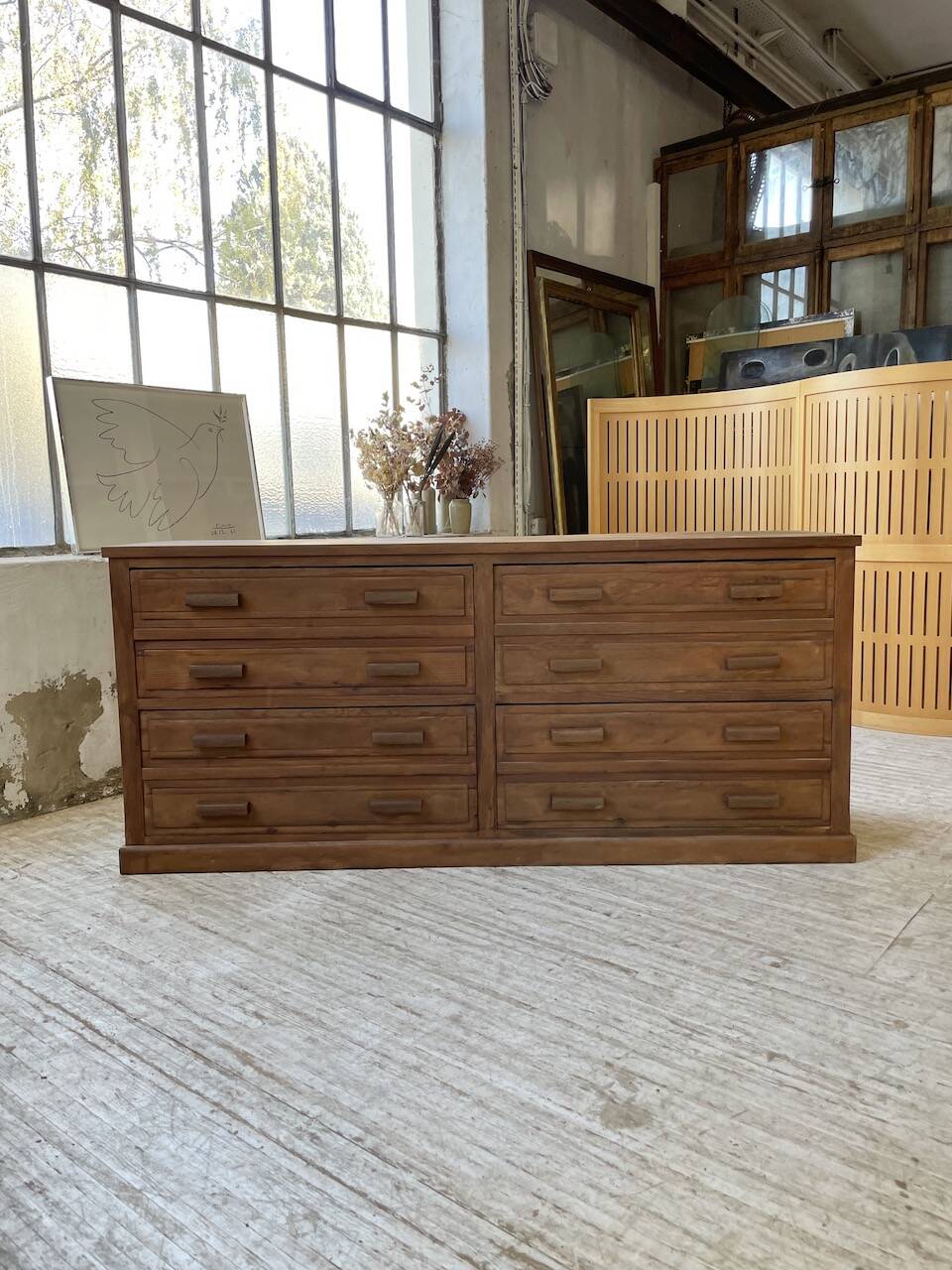 50s pitch pine haberdashery cabinet