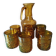 Italian glass pitcher accompanied by its 6 glasses