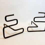 Paire de chenets à serpent en fer forgé, Italie, années 1950