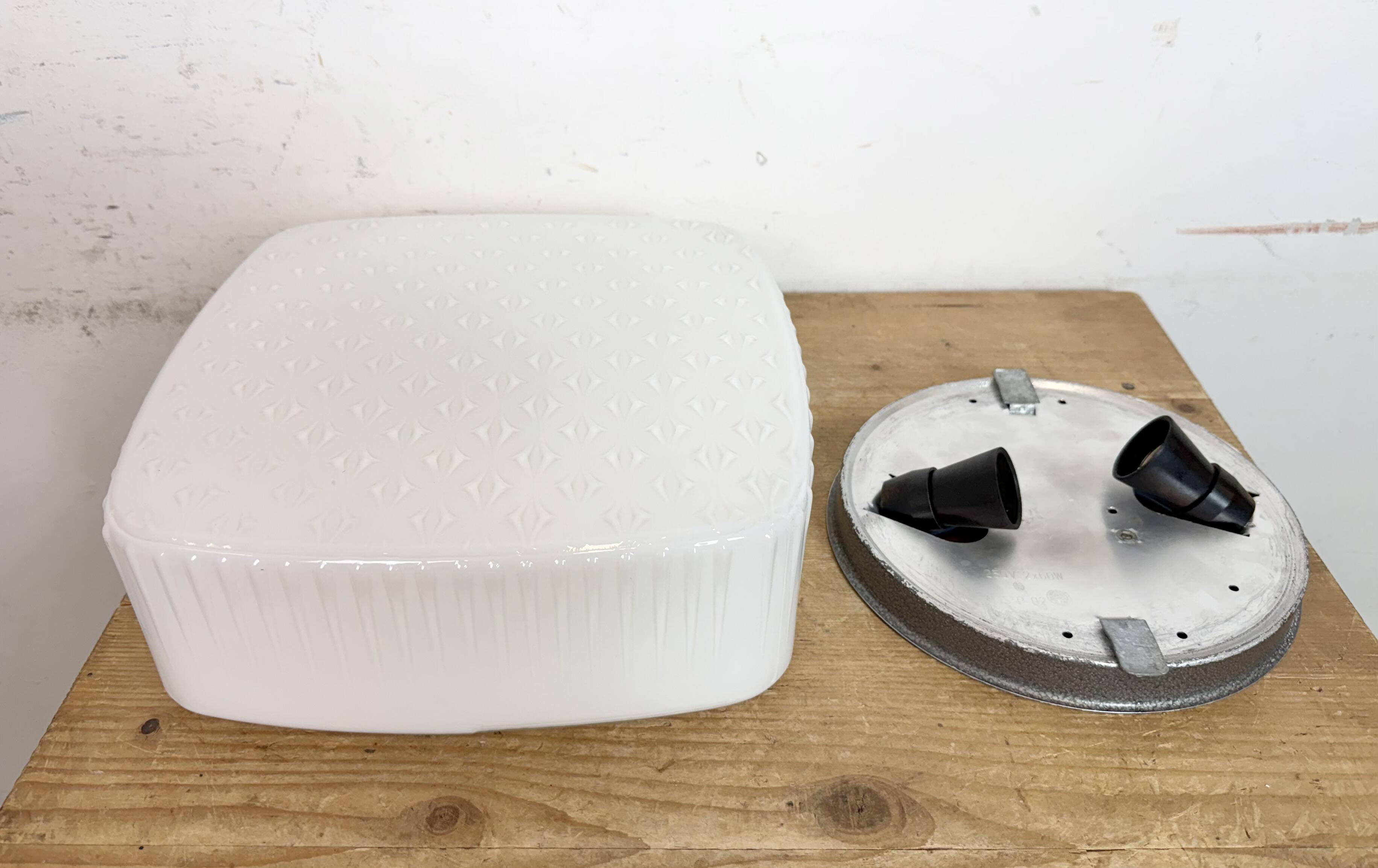 Vintage Wall Or Ceiling Light with Milk Glass, 1970s