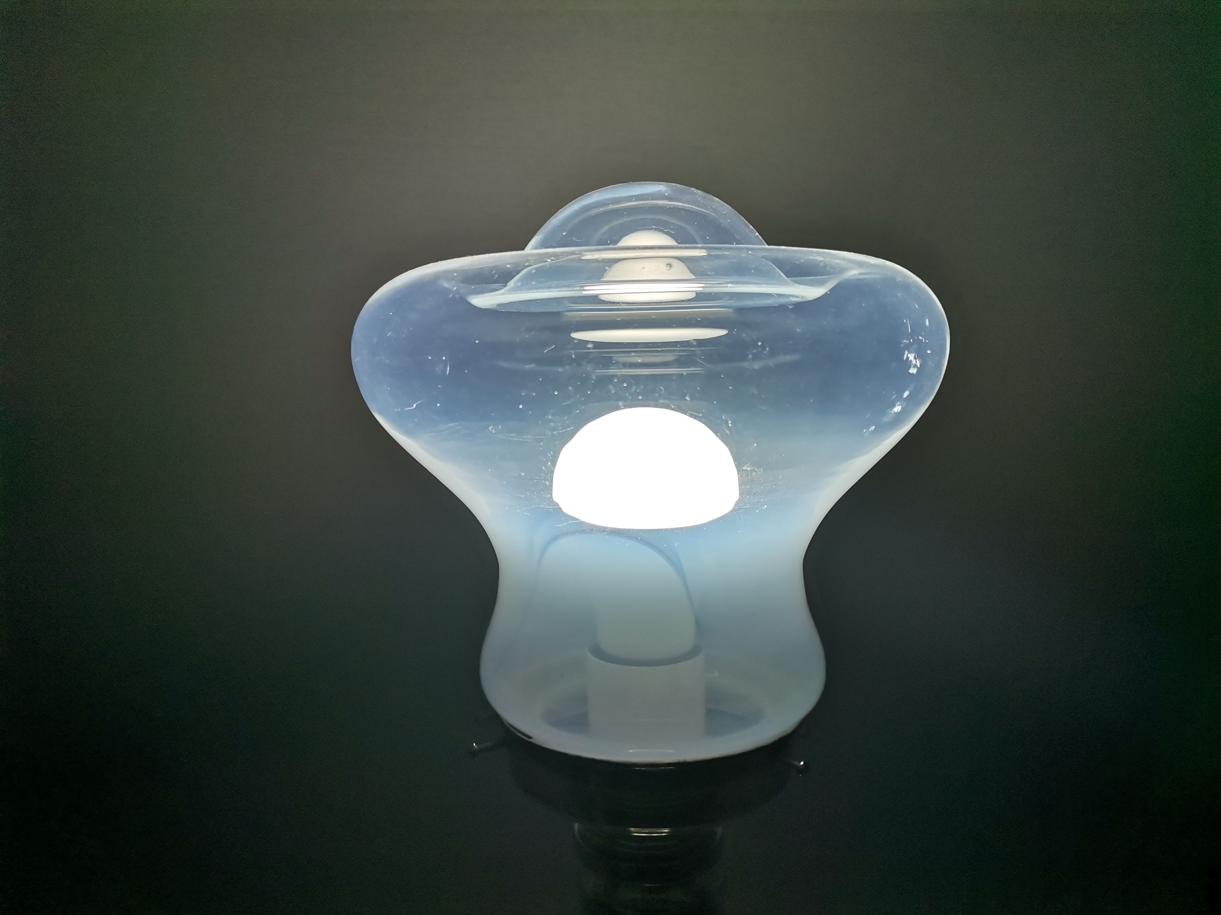 Portuguese mid century modern clear glass chromed buffet table lamp 1970s