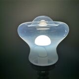 Portuguese mid century modern clear glass chromed buffet table lamp 1970s
