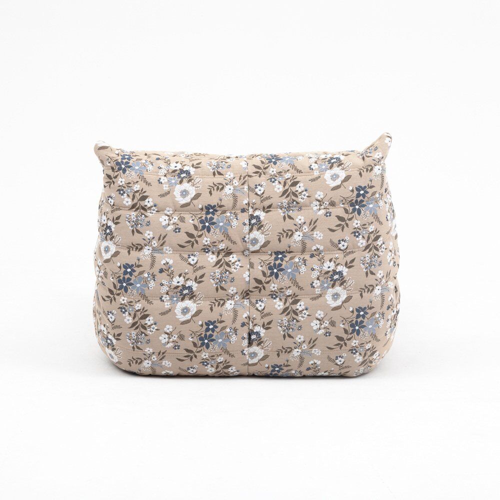 Togo lounge chair with pouf and 2-seater sofa in patterned fabric by Michel Ducaroy for Ligne Roset, set of 3