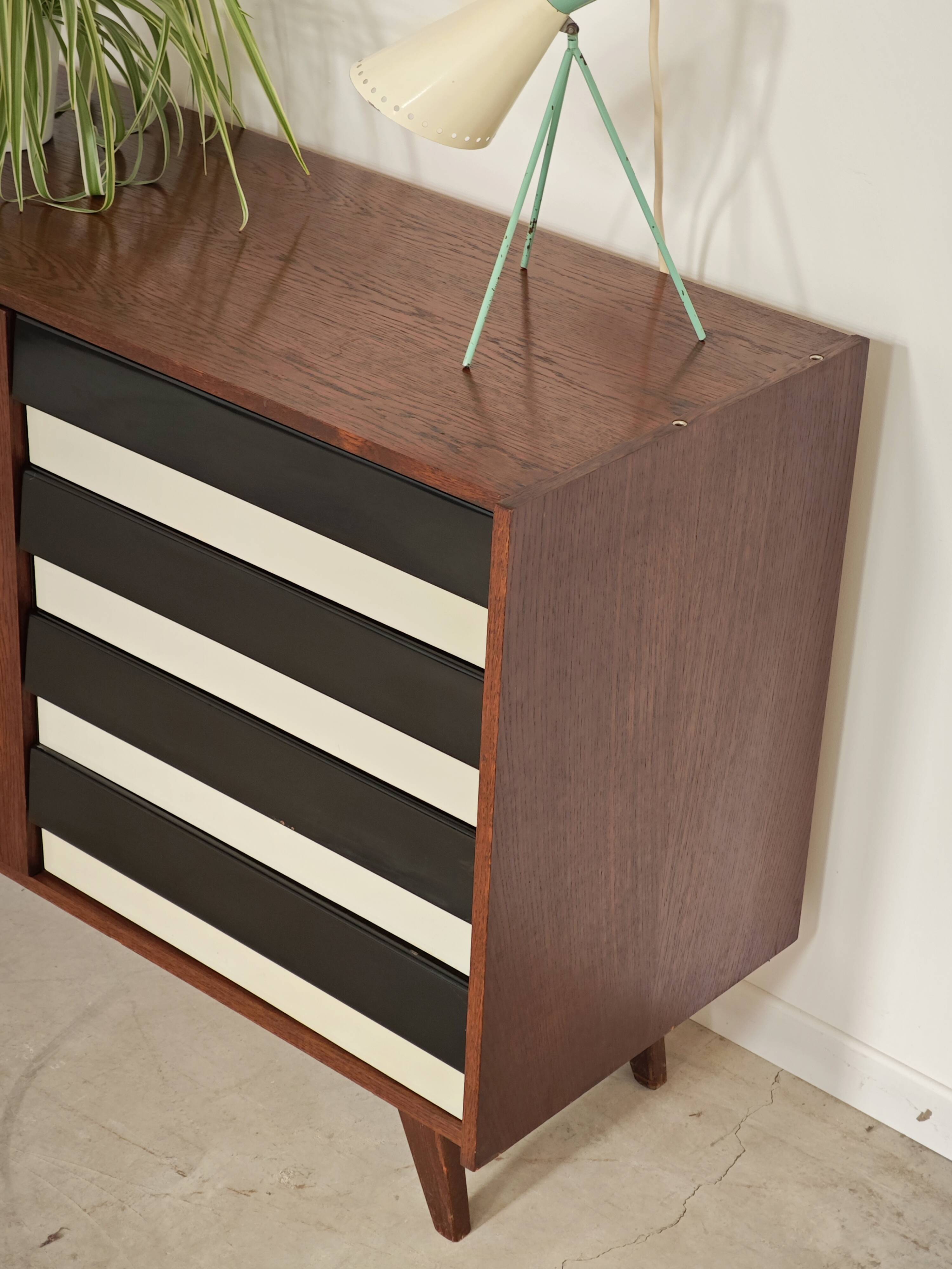U 458 black and white sideboard by Jiri Jiroutek for Interier Praha, 1960