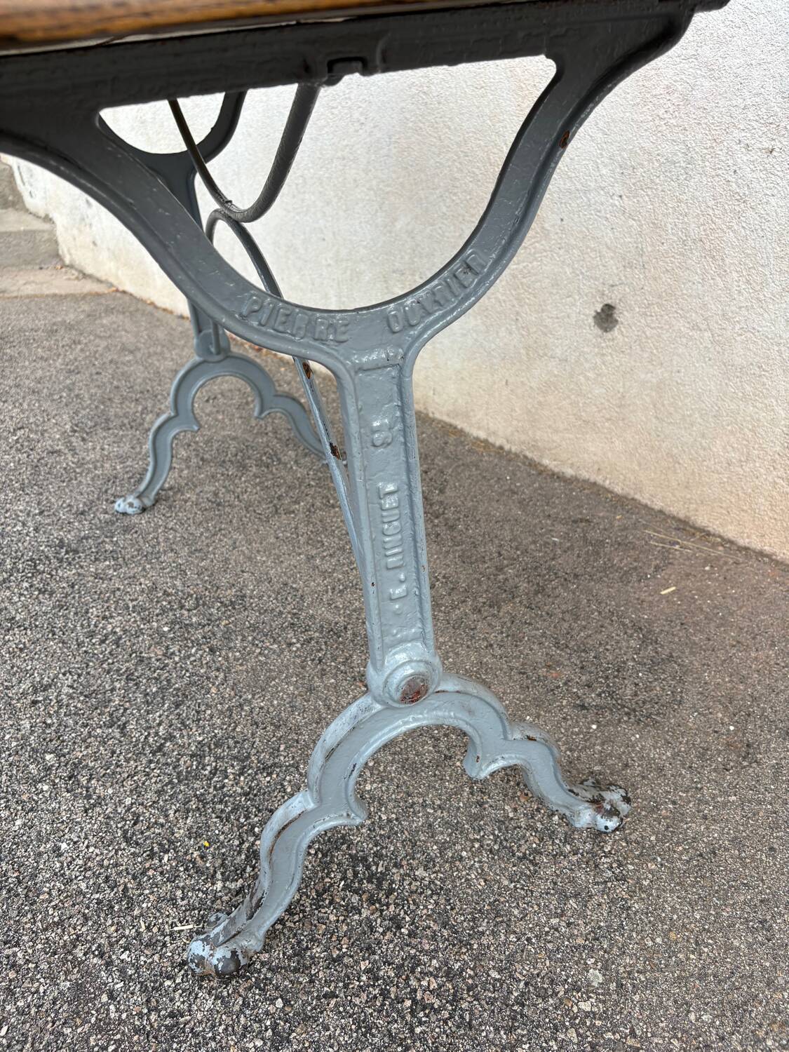 Bistro table stone font worker