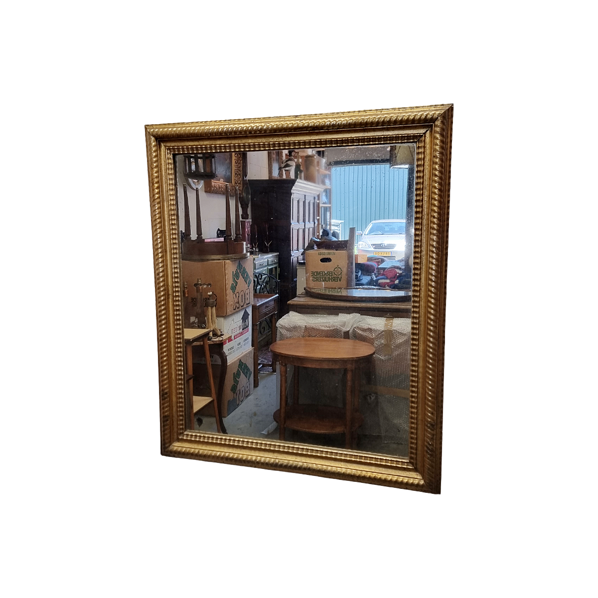 Miroir antique français à cadre doré en ondulation, fin des années 1800