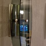 Wall light vintage UFO space age smoked glass and chrome pair