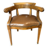 Restoration office chair with cross supports in walnut