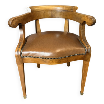 Restoration office chair with cross supports in walnut