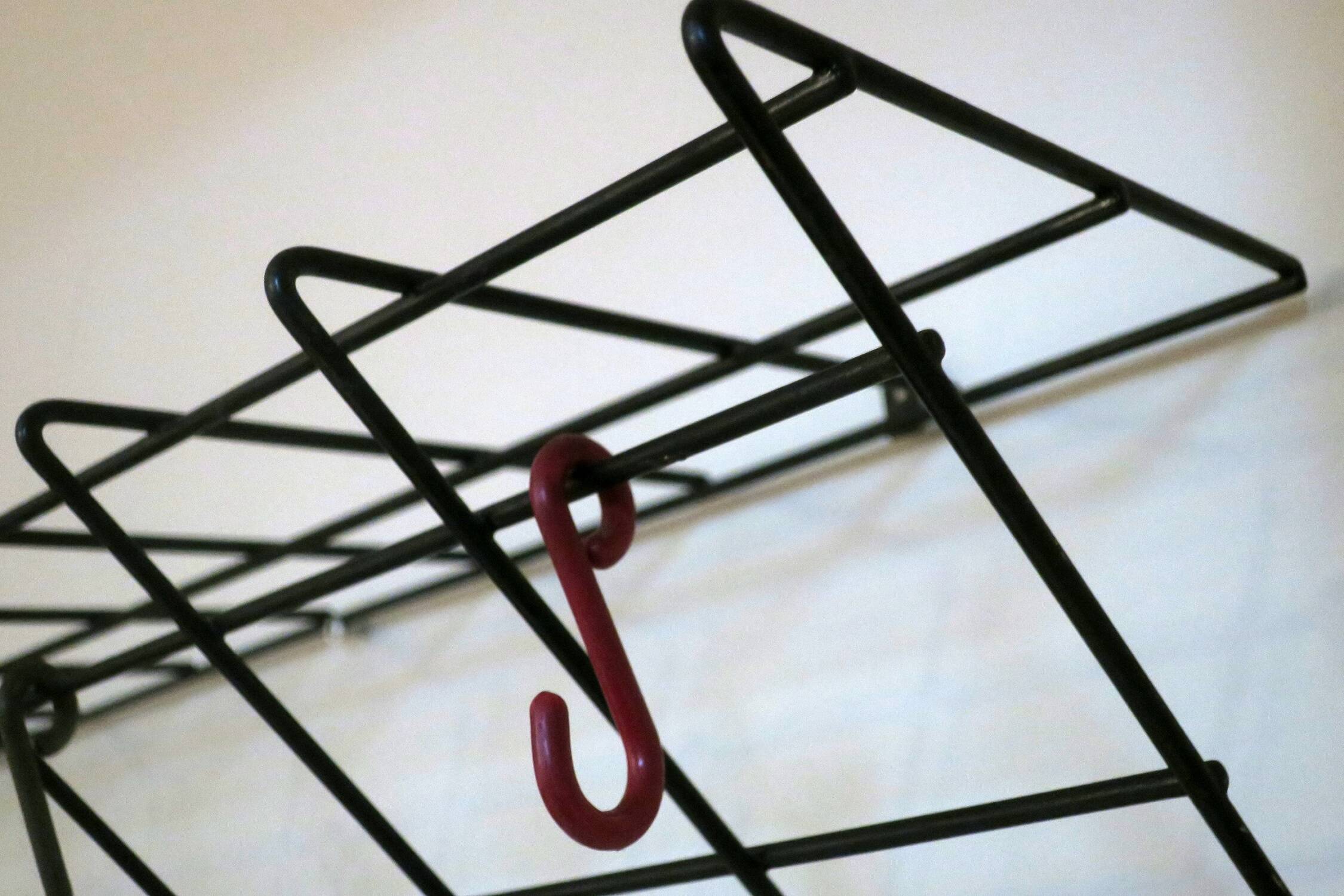 String metal wall mount coat, hat and umbrella rack, 1960s