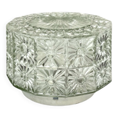 Lampe de plafond en verre avec rosace en cristal, style Hillebrand, Allemagne, années 1970.