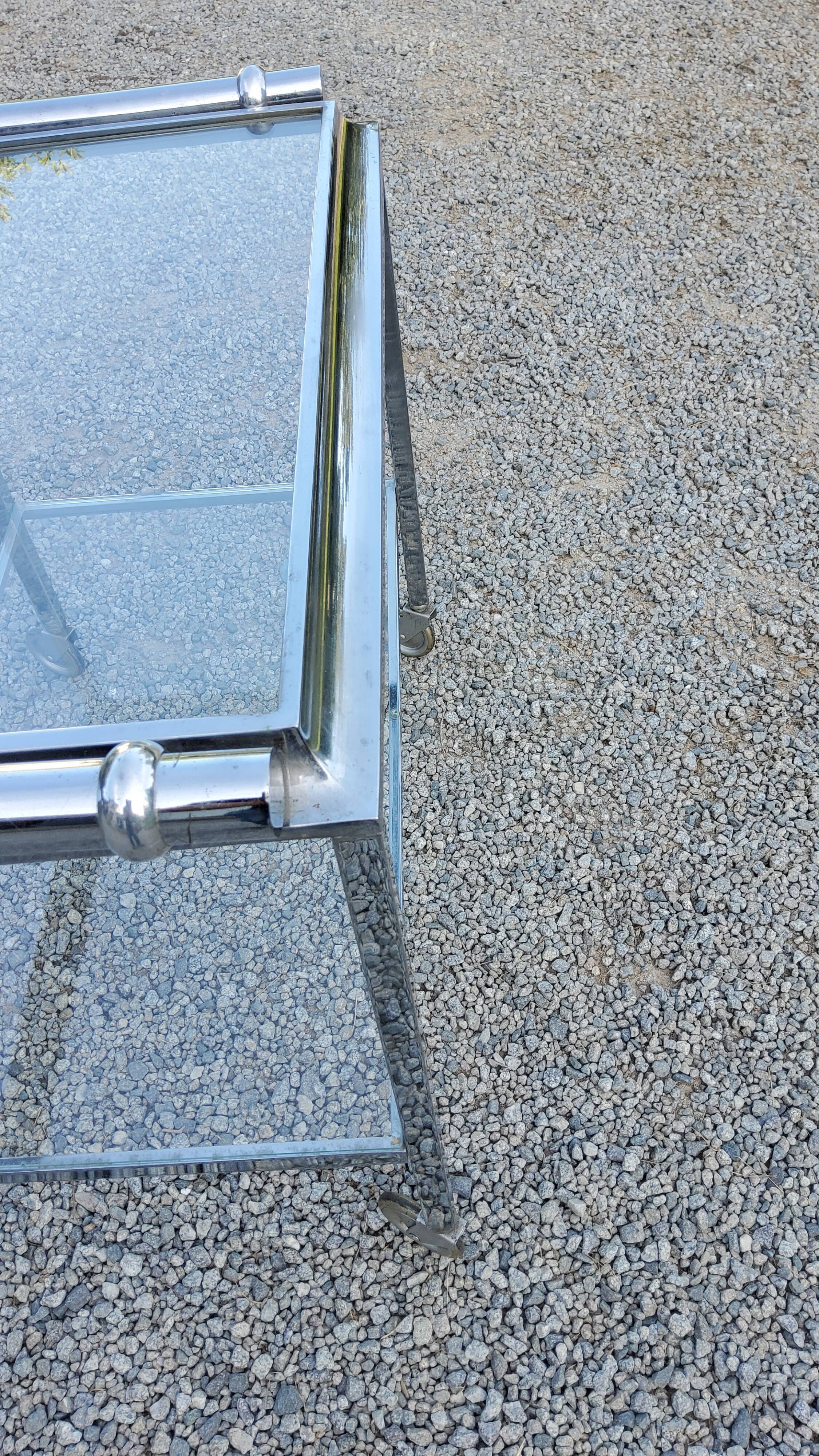 Rolling service chrome art deco double glass trays 1930