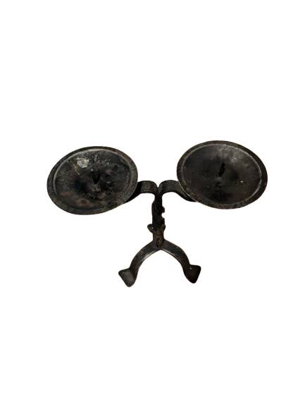Rustic black metal candle holder - dimensions 20 x 23.5 cm