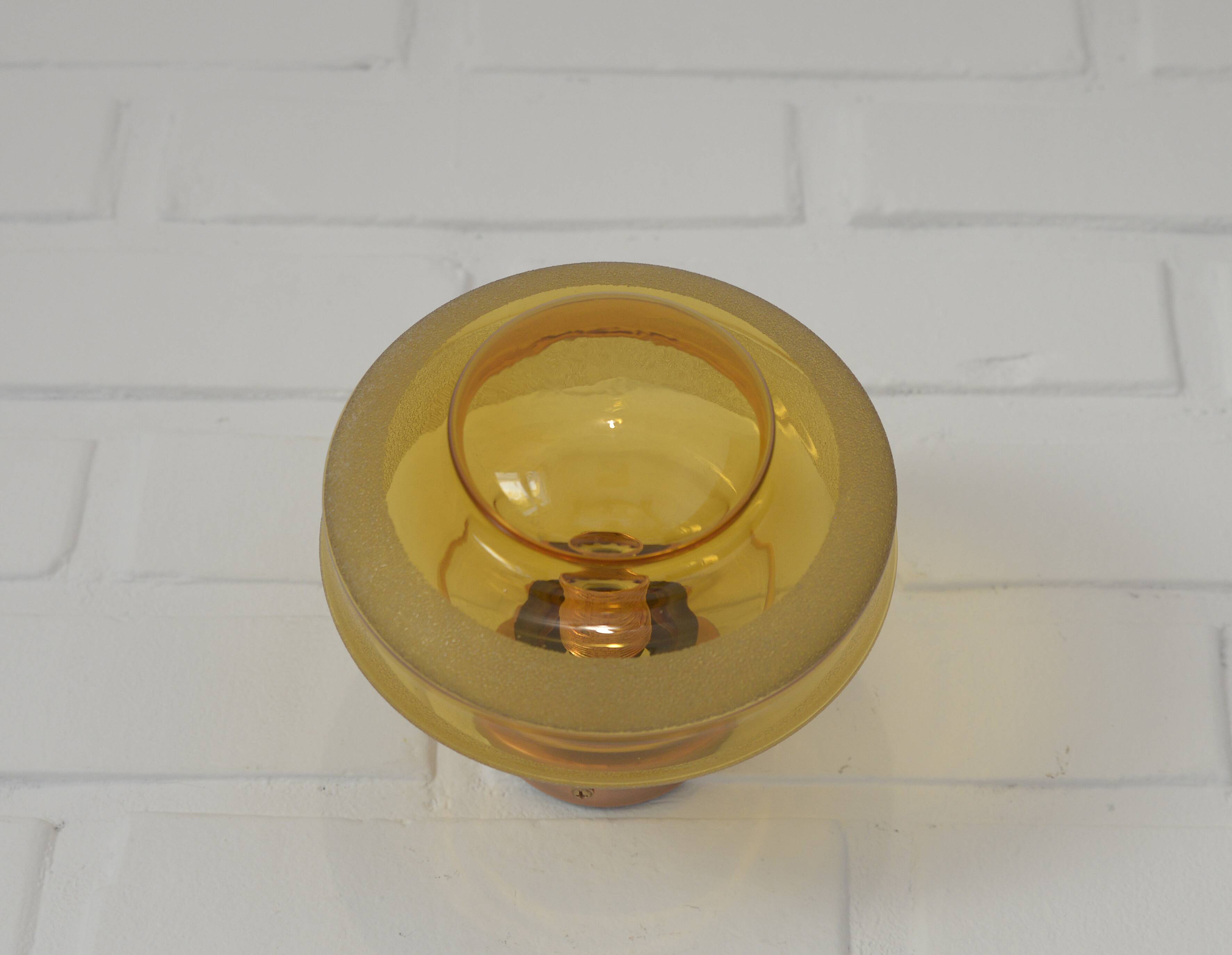 1 of 2 hand blown amber glass ceiling lights / redesign vintage wall lamps