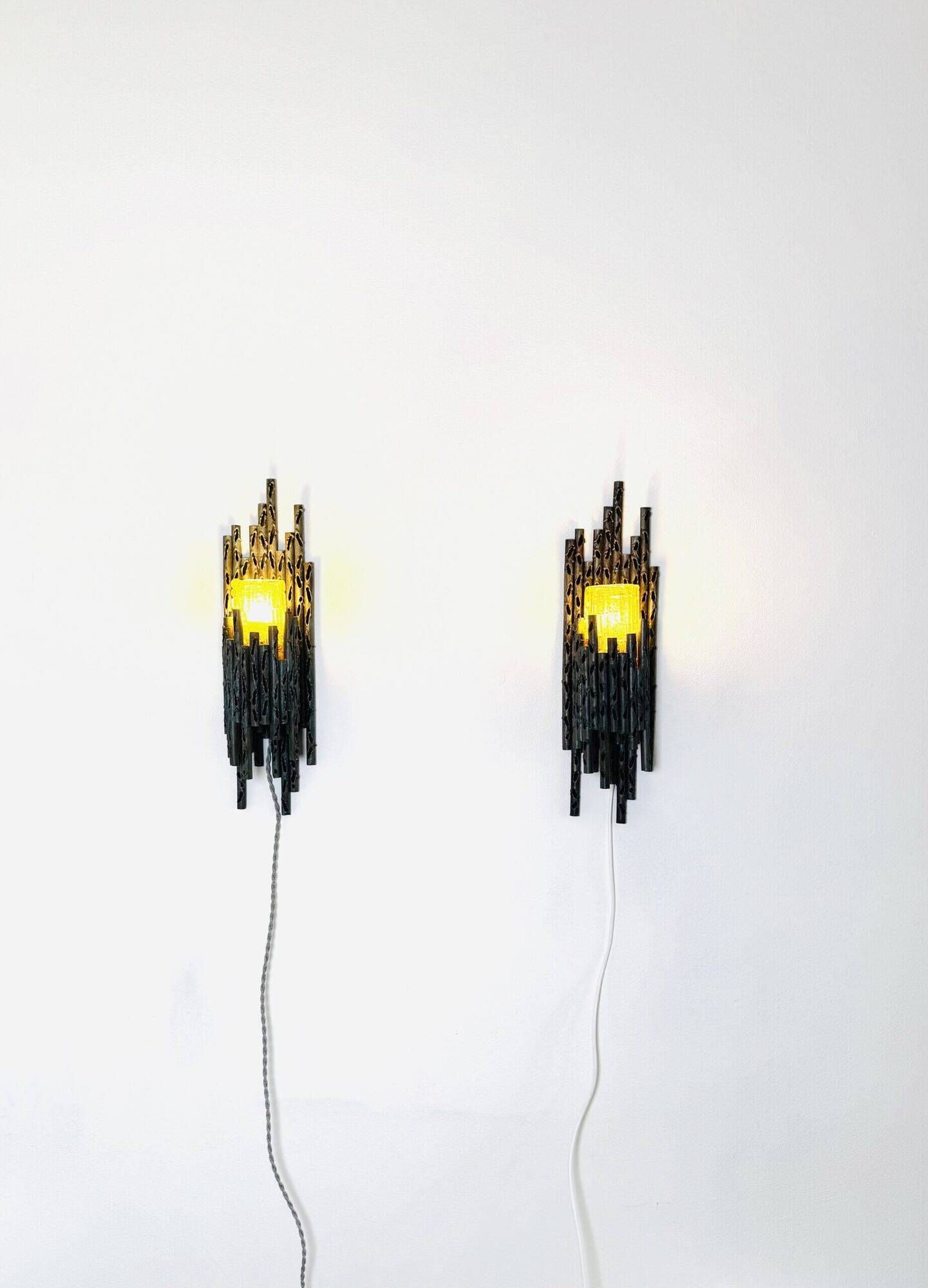 Brutalist Wall Lamps By Marcel Fantoni For Fantoni Studio Firenze, Italy 1960S
