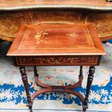 Worker table wood old marquetry.