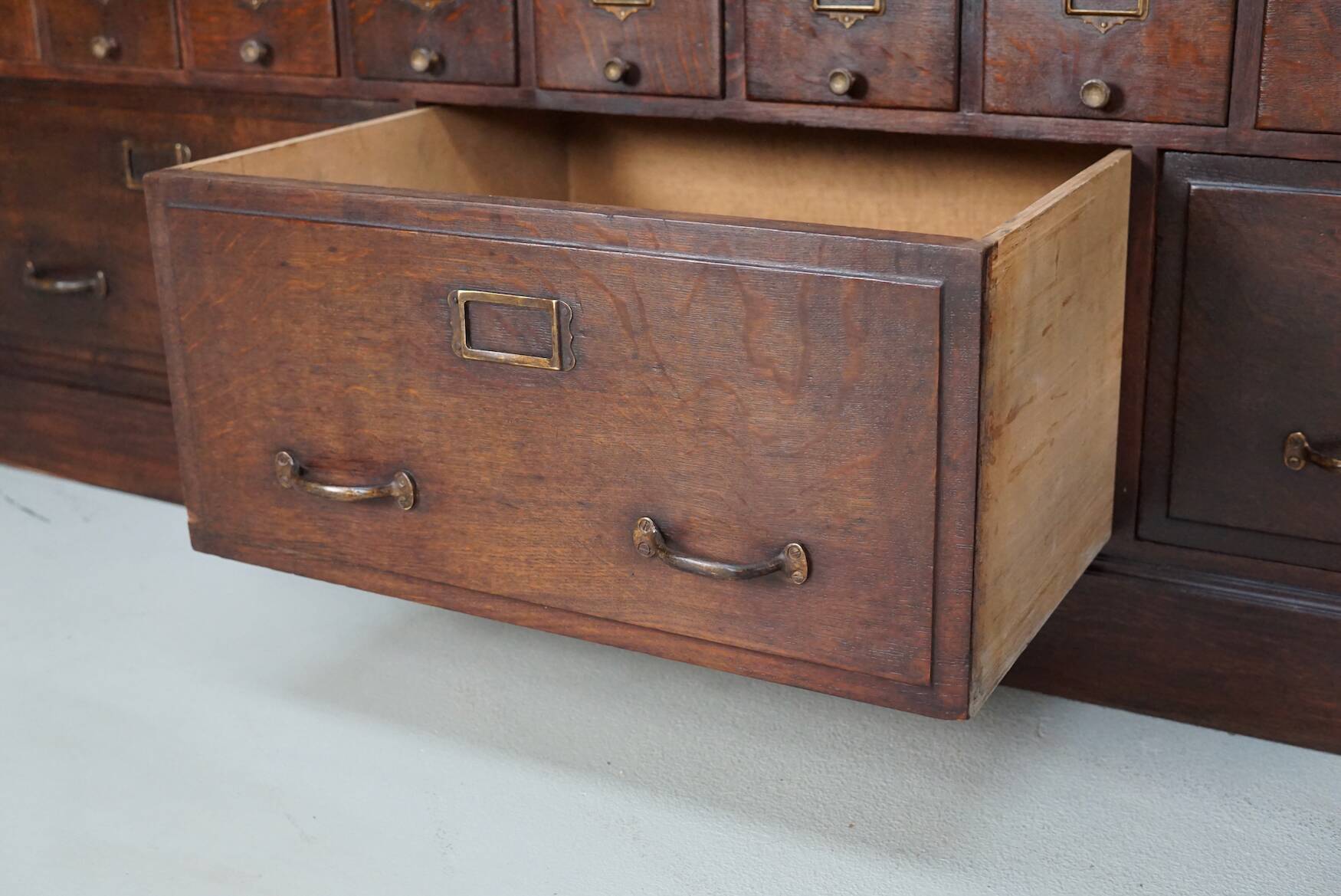 Large French oak notary apothecary cabinet / filing cabinet, 1920/30s