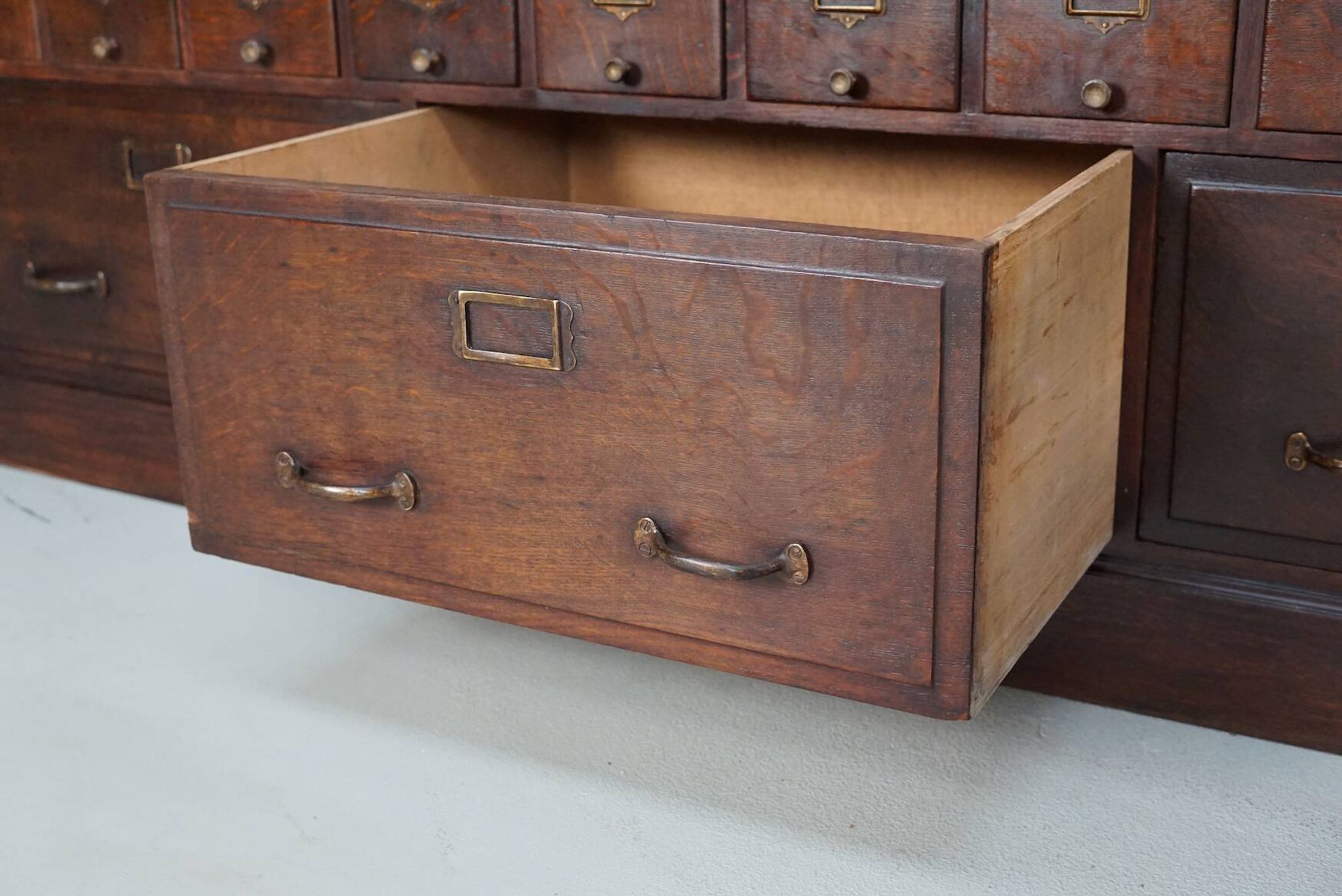 Large French oak notary apothecary cabinet / filing cabinet, 1920/30s
