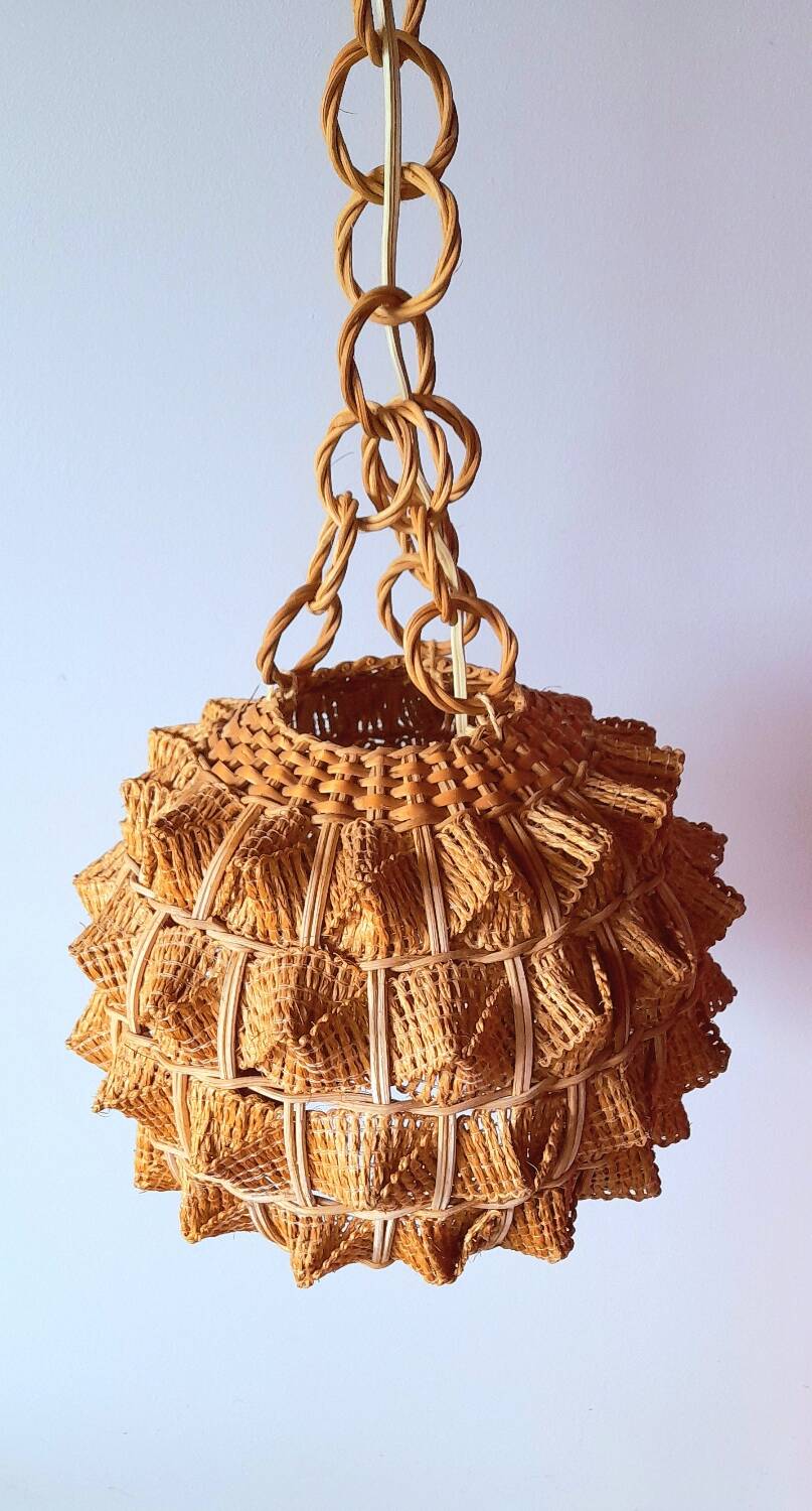 Scandinavian hanging rope and rattan 60s