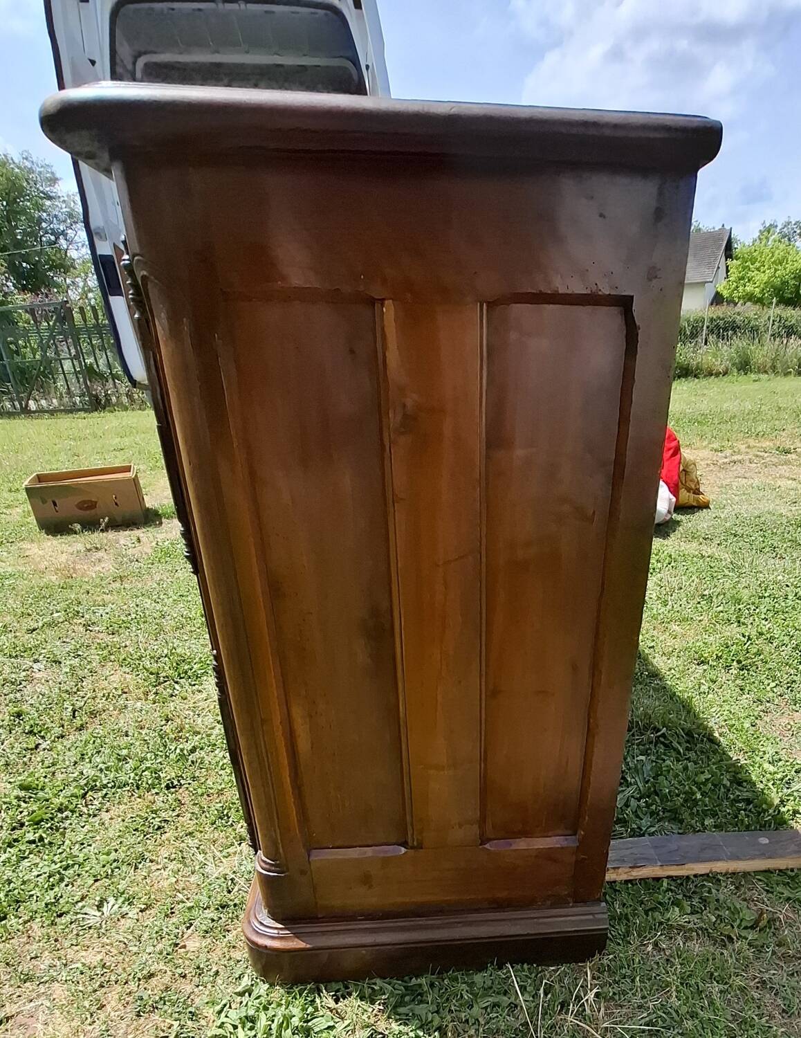 Louis XV 3-door walnut sideboard on plinths