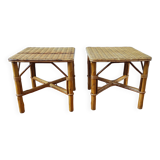 Pair of vintage rattan bedside tables