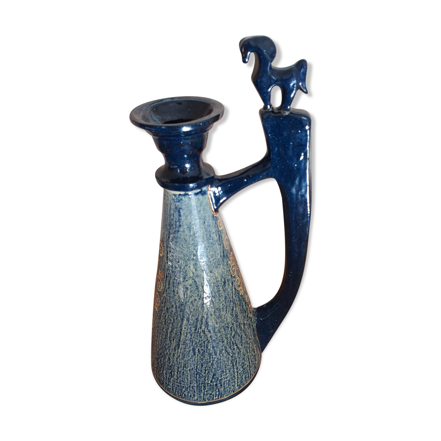 Signed glazed ceramic ewer